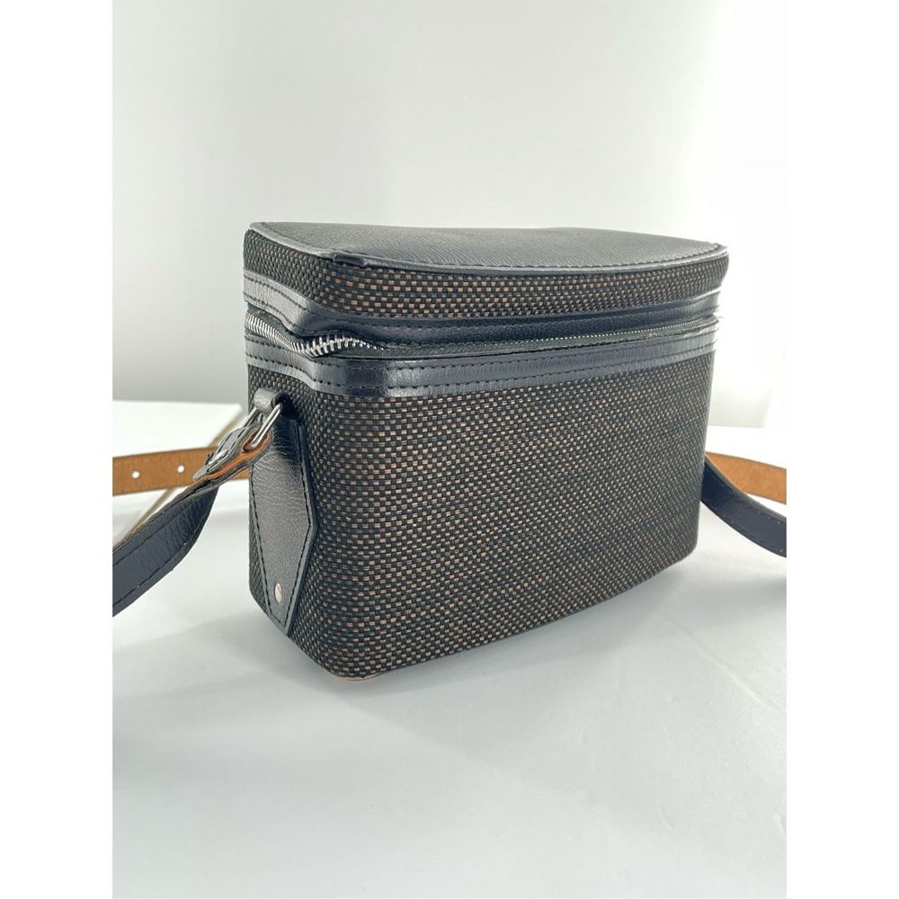 Compact Black Textured Crossbody Bag with Top Zip Camera Case